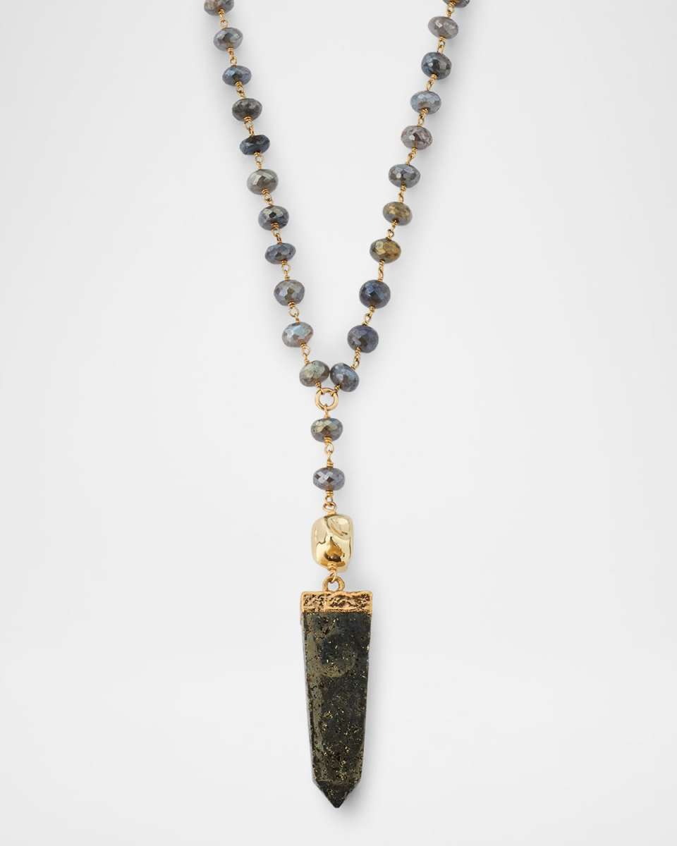 Labradorite Station and Pyrite Pendant Necklace